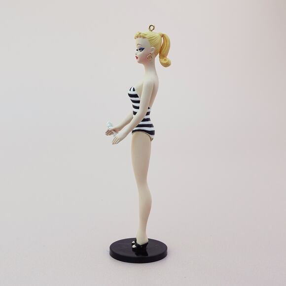Beach Barbie 1959 Debut 1994 Hallmark Christmas Ornament #1 Black White Swimsuit - Picture 6 of 9